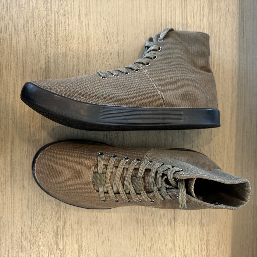 NOBULL Women 8.5 Men 7 High Top Canvas Trainers Olive Green Athletic Sneakers